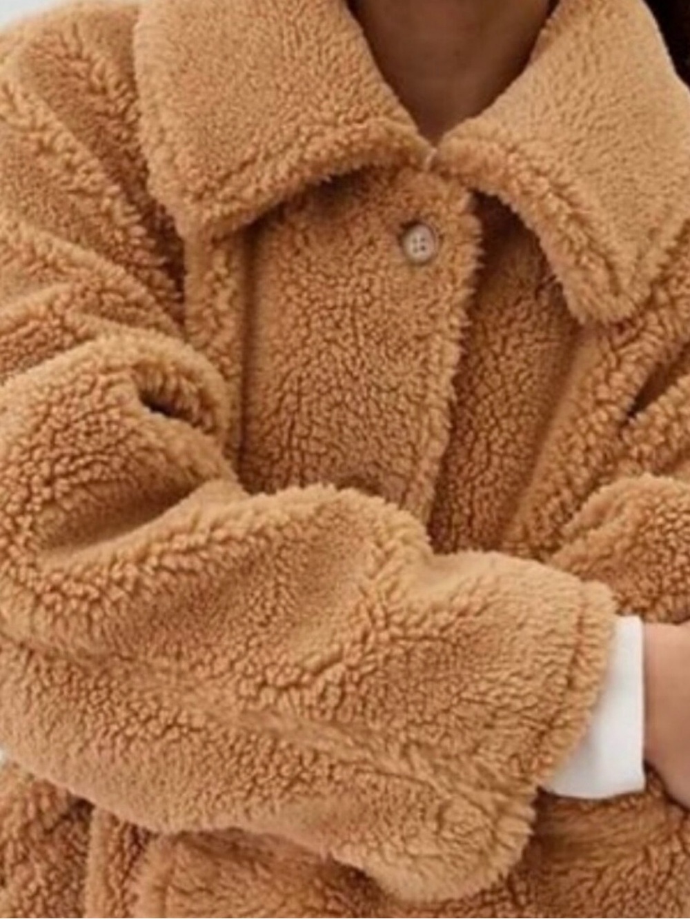 GAP Teddy Sherpa Puffer Jacket in Camel Tan